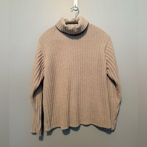 Vintage Beige Ribbed Turtleneck Sweater (Size M) 12 (10-12)